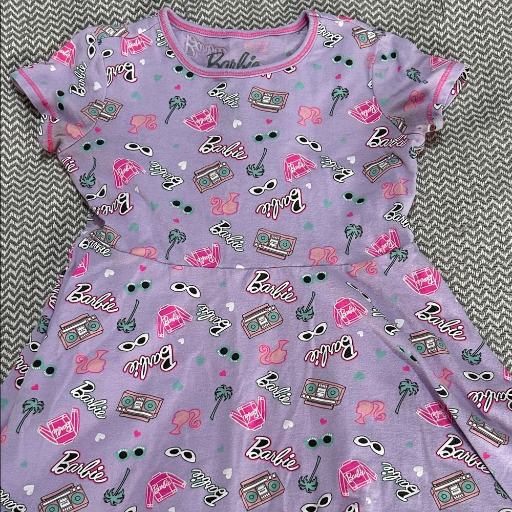 Girl’s Barbie Lavender Dress with Fun Graphics